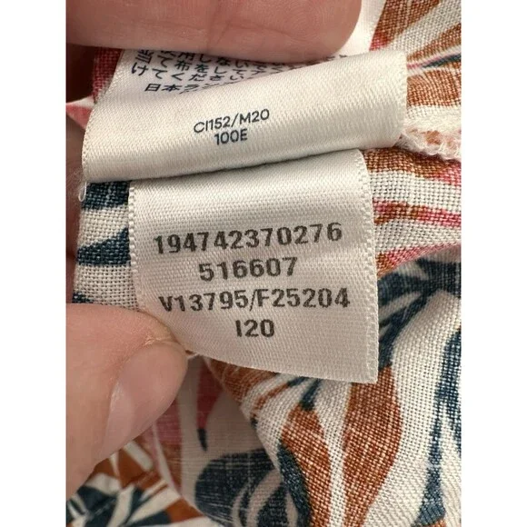 Lands' End Women's M 10-12 Linen A-Line Long Sleeve Tunic Top Ivory Multi Leaves - Picture 12 of 16